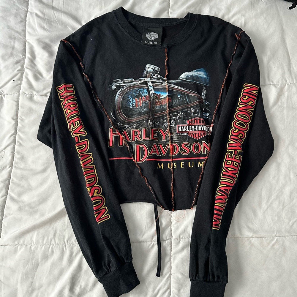Re-worked Harley cropped long sleeve